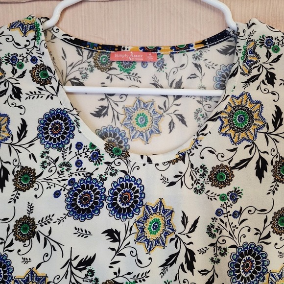 Simply Aster Boho Floral Print Short Sleeve Tunic Dress Women’s XL Multicolor - Picture 6 of 10
